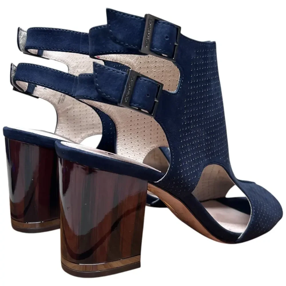 LOUISE ET CIE Lo-Vanita Women's 38.5/US 8.5 Navy Suede Sandal Tortoise Heel